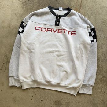 1990S CORVETTE RACING LOGO HENLEY CREWNECK SWEATSHIRT