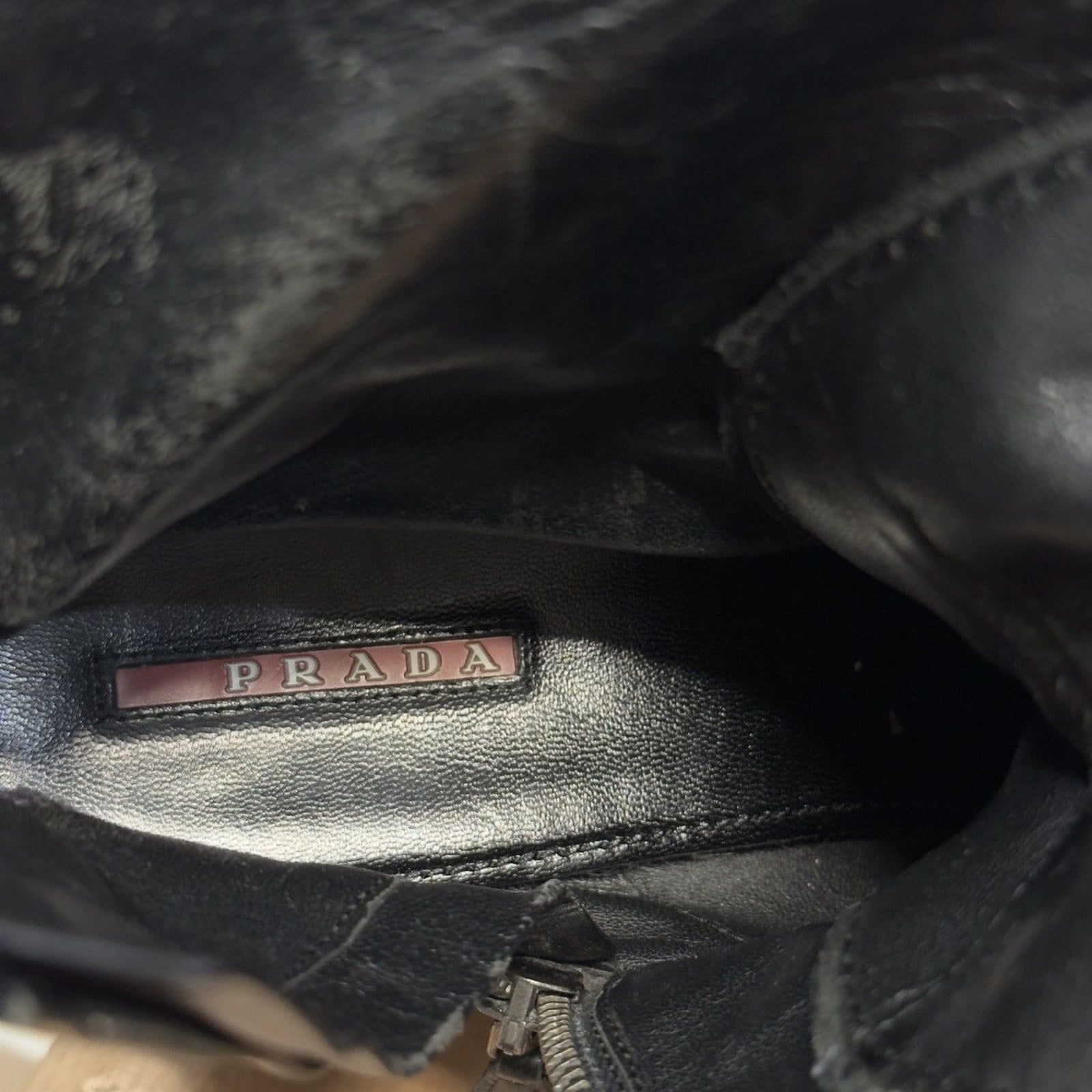 2000s Prada Sport Linea Rossa Leather Buckle Combat Boots Distressed