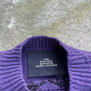 THE MARC JACOBS HEAVY KNIT SPIDER PICTURE SWEATER PURPLE