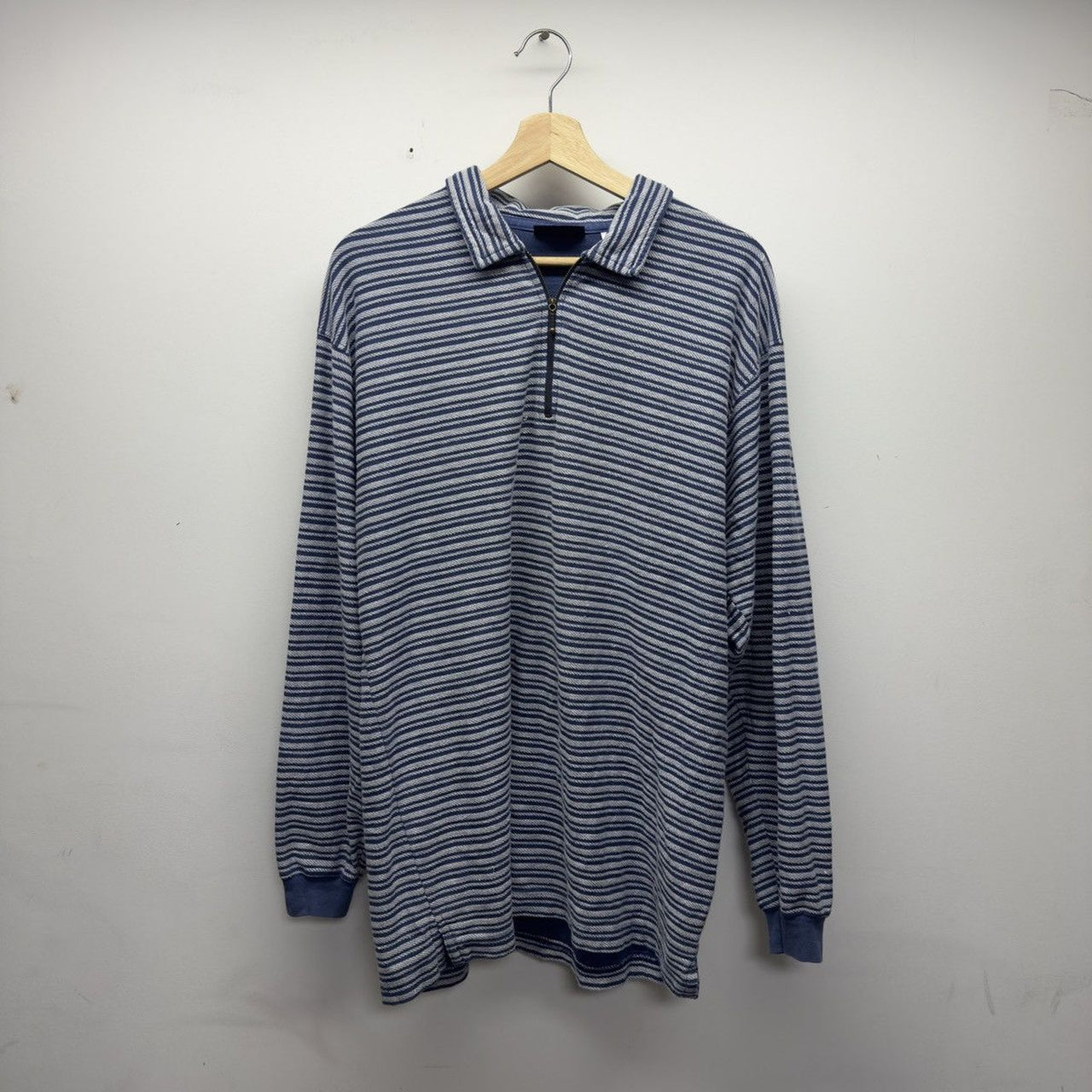 Vintage 2000s Faded Glory Striped Faded Distressed Zip Shirt