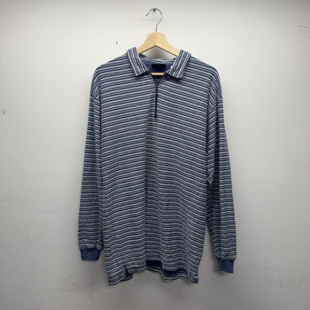 Vintage 2000s Faded Glory Striped Faded Distressed Zip Shirt