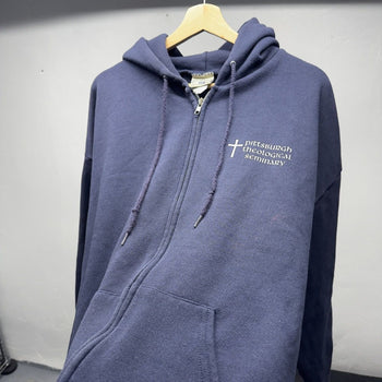 1990s Faded Theology Seminar Cross Jesus Zip Up Hoodie