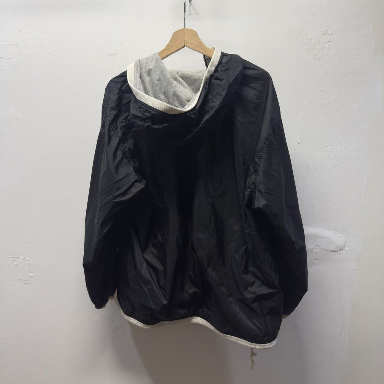 Vintage 2000s Nike Reversible Black Nylon Cotton Windbreaker Jacket