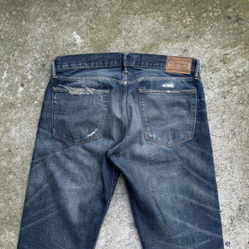 JEANS DE DENIM DESGASTADOS Y REPARADOS CON ORILLO DE POLO RALPH LAUREN