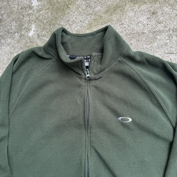 2000s OAKLEY GREEN ZIP UP PULLOVER FLEECE