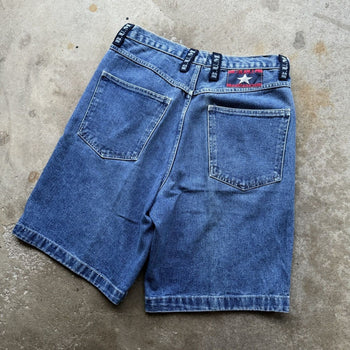 1990S BUM EQUIPMENT FADED BAGGY DENIM SKATER JEAN SHORTS JORTS