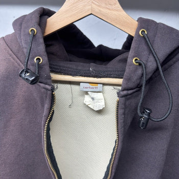 1990s Carhartt Thrashed Faded Distressed Thermal Lined Zip Up Hoodie