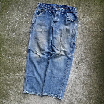 1990s THRASHED FADED MADE IN USA WORKWEAR CARPENTER DENIM JEANS