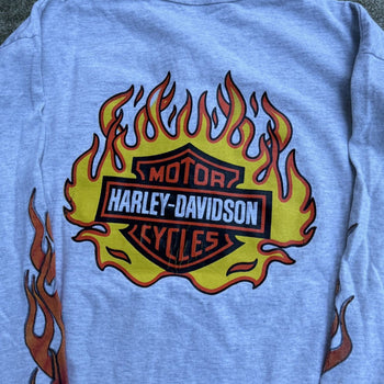 1990S HARLEY DAVIDSON CALIFORNIA FLAME LONGSLEEVE HENLEY TEE