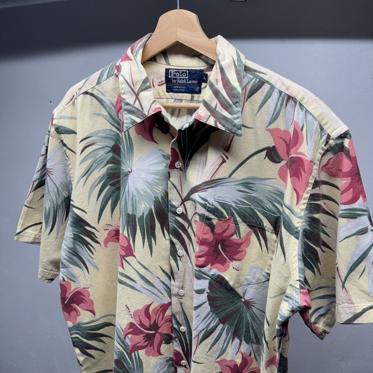 1990s Polo Ralph Lauren Loop Collar Aloha Floral Shirt - Made in USA