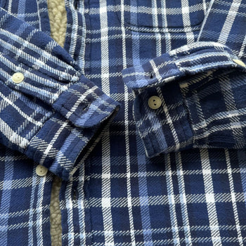 POLO RALPH LAUREN BLUE PLAID FLEECE LINED SHIRT JACKET