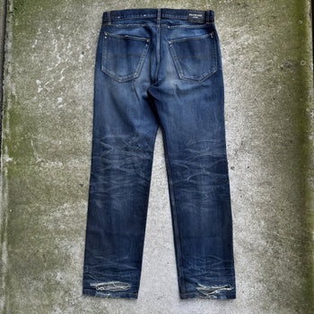 BALENCIAGA FW22 DIRTY BLUE WASH STRAIGHT FIT DENIM JEANS