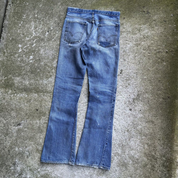 1970s LEVI’S BIG E 646 ORANGE TAB REWORKED DENIM BOOTCUT FLARE JEANS