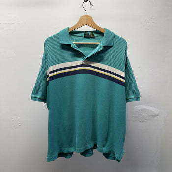 Vintage 1990s Striped Single Stitch Polo Shirt