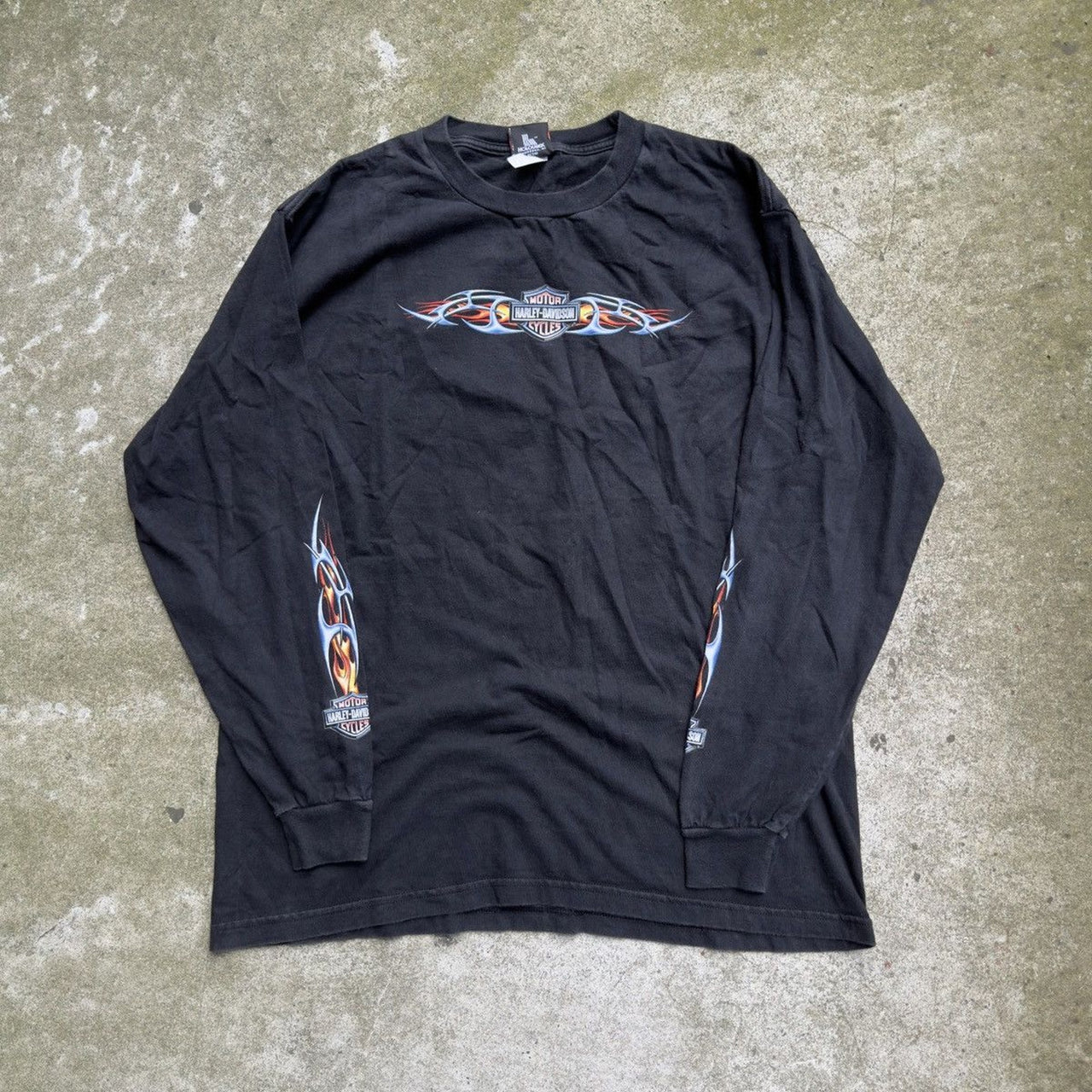 2000s Harley Davidson Blue Flame Longsleeve Tee
