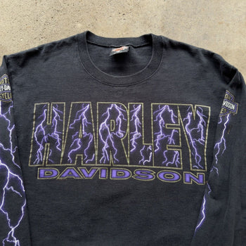 1990s HARLEY DAVIDSON LIGHTNING LOGO LONGSLEEVE TEE