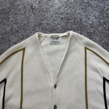 1960s Lloyd Striped Acrylic Raglan Cardigan Sweater
