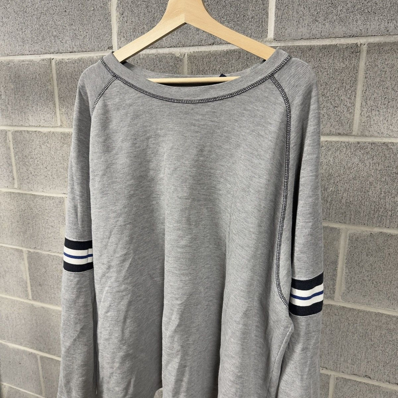 2000s Faded Wide Boxy Striped Raglan Longsleeve Shirt