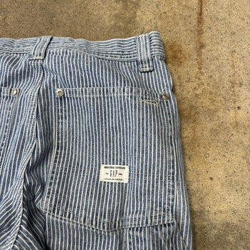 2000s GAP CONTRACTOR PINSTRIPE BAGGY WIDE LEG DENIM JEANS