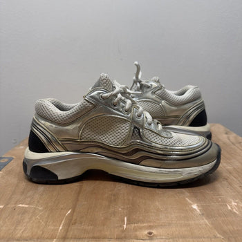 Chanel Fabricated & Laminated Silver White CC Runner