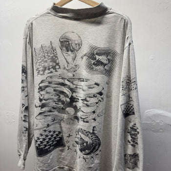 Vintage 1990s Made in USA M.C. Escher Faded Distressed Longsleeve Art Tee