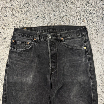 1990s LEVI'S 501 BLACK FADED THRASHED DENIM JEANS