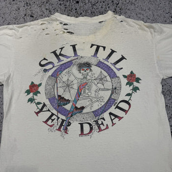 VINTAGE 1990s THRASHED GRATEFUL DEAD SKI TIL YER DEAD TEE