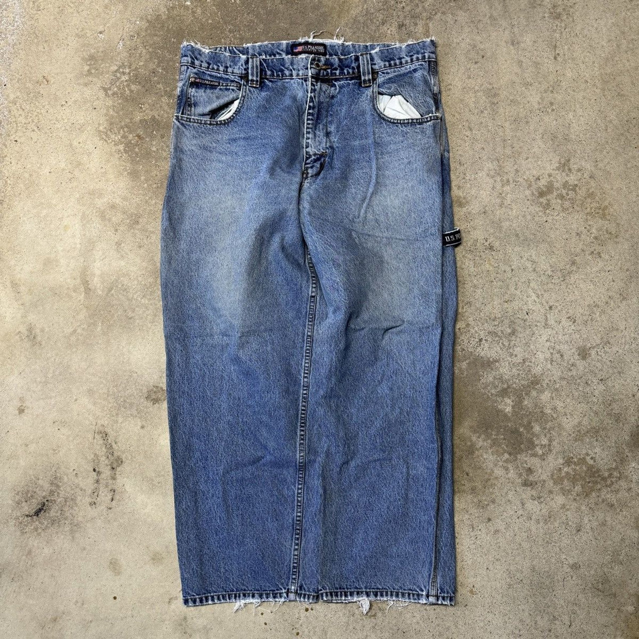 2000s US Polo Assc Thrashed Baggy Wide Leg Jeans
