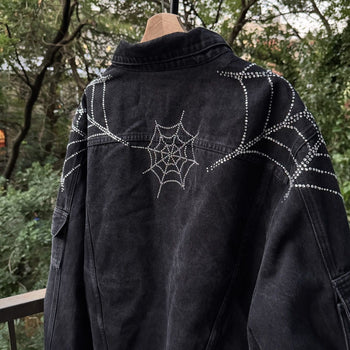 Sp5der Worldwide Rhinestone Denim Jacket