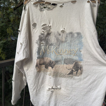 2000s Harley Davidson Thrashed Skull Flame Longsleeve Tee