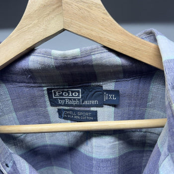 1990s Polo Ralph Lauren Plaid Striped Lowell Shirt Silk Cotton