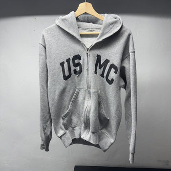 2000s Distressed USMC Faded Zip Up Hoodie