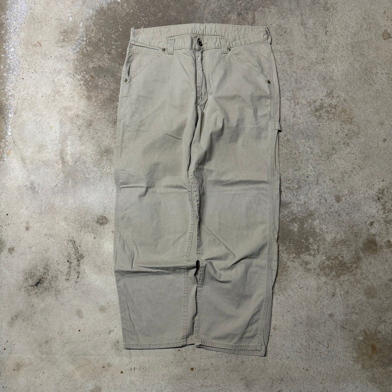 2000s LEE DUNGAREES BAGGY TAN CARPENTER PANTS