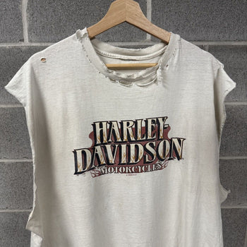 2000s Harley Davidson Thrashed Faded Distressed Tank