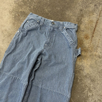 2000s GAP CONTRACTOR PINSTRIPE BAGGY WIDE LEG DENIM JEANS