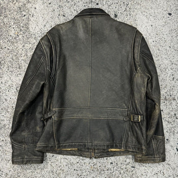 1990s BLACK FADED AGED LEATHER JACKET