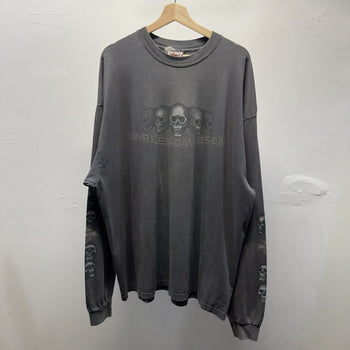 Vintage 2000s Harley Davidson Faded Skull Longsleeve Tee