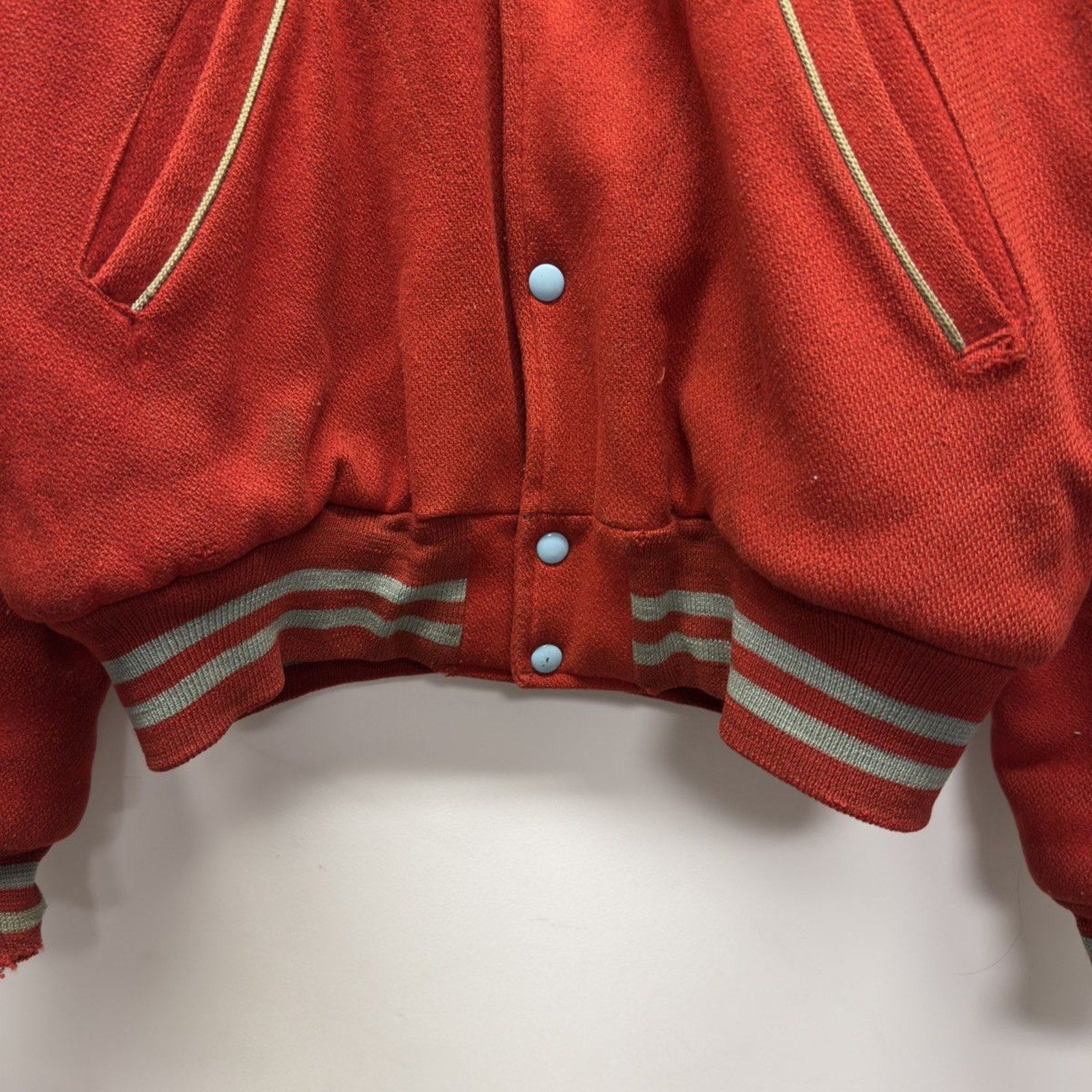 Vintage 1950s Distressed Red Wool Varsity Jacket