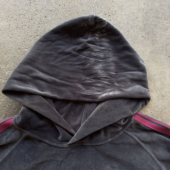 NEEDLES CHARCOAL GREY EMBROIDERED VELOUR TRACK HOODIE