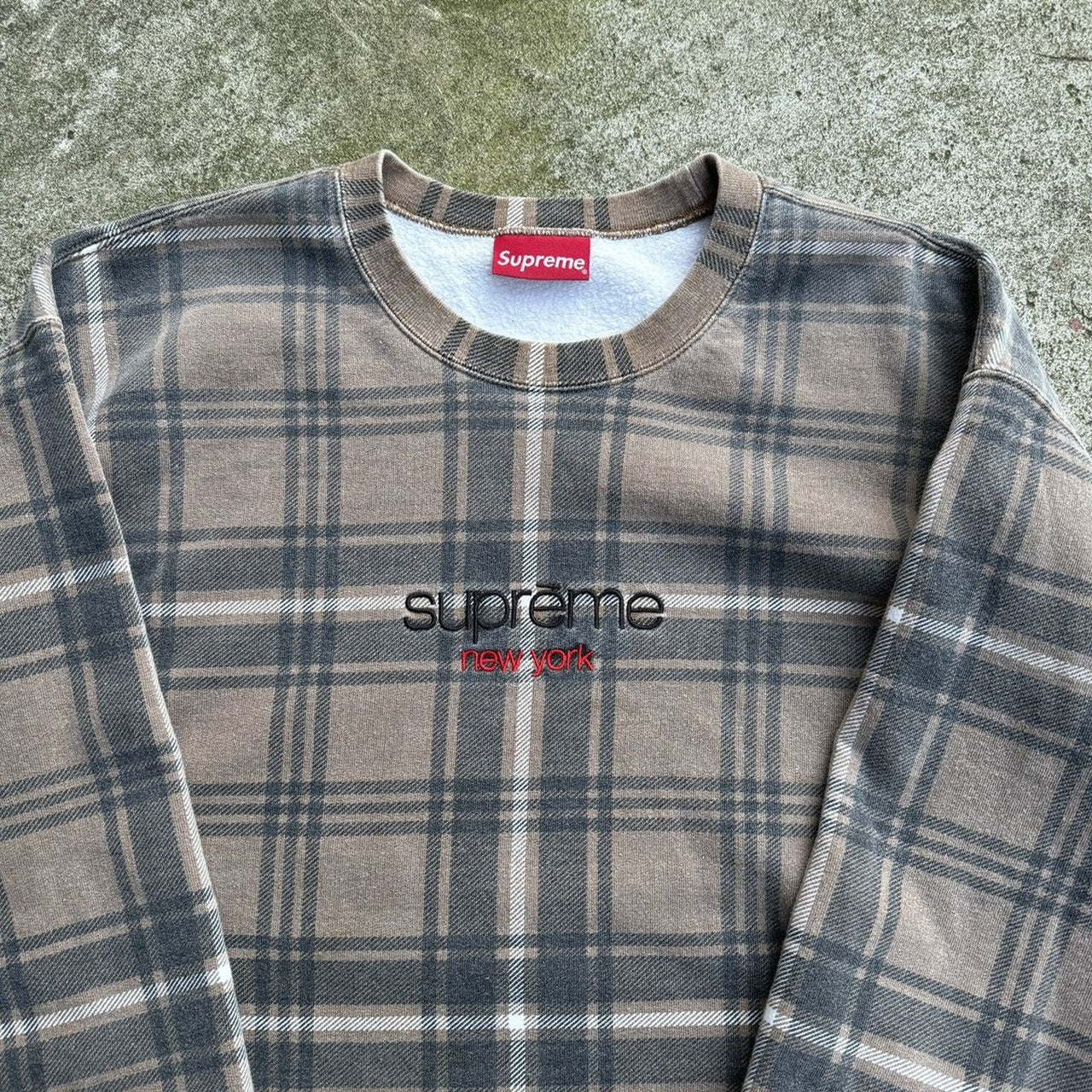 SUPREME SS21 BROWN PLAID CREWNECK