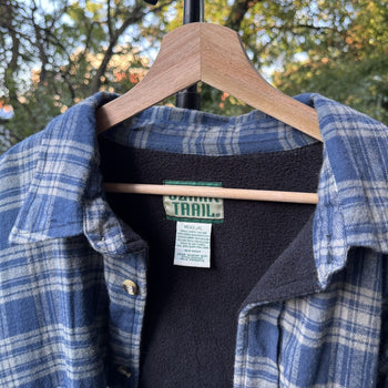 1990s Faded Lined Flannel Shirt Jacket