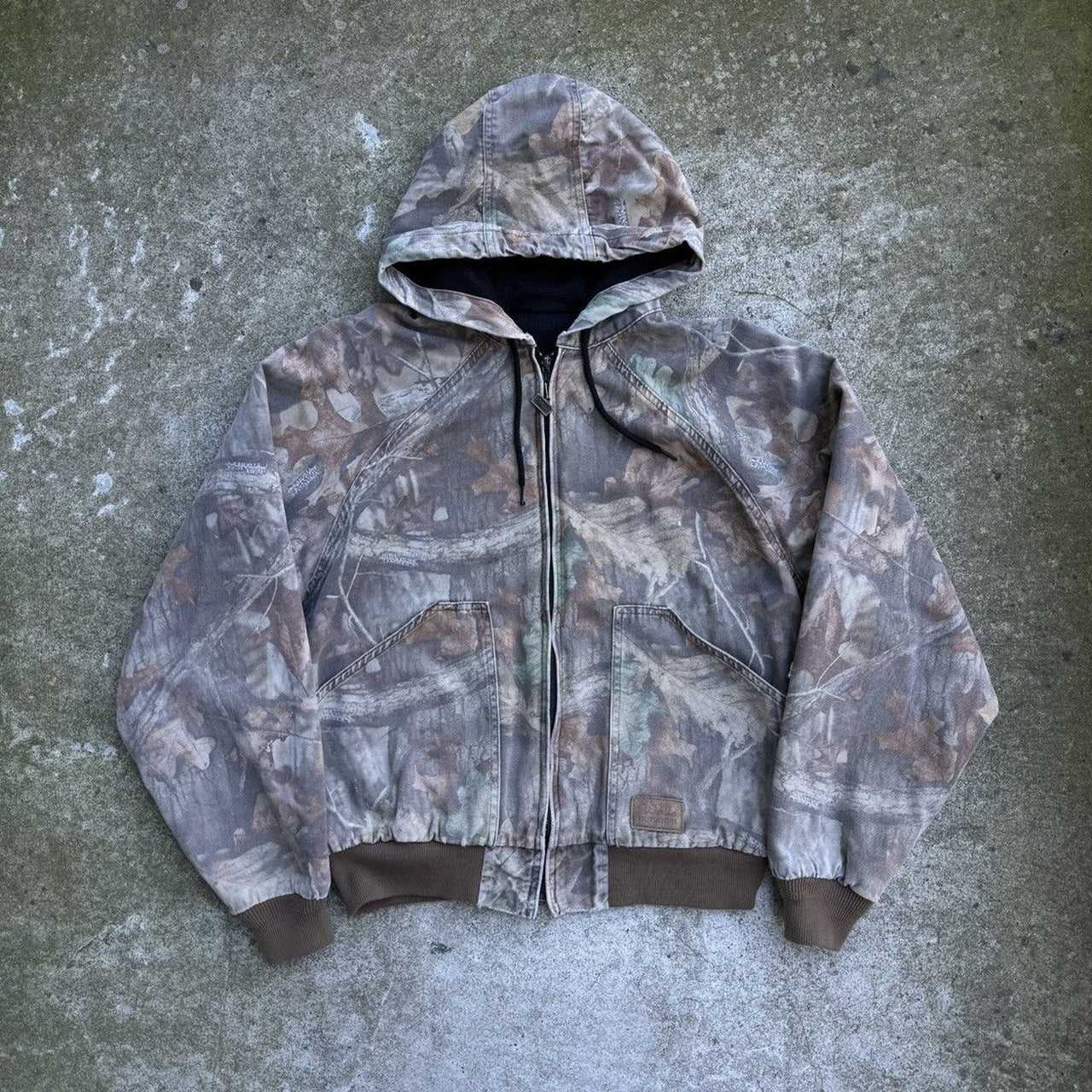 1990S WALLS THRASHED THERMAL LINED CAMO HOODED ZIP UP