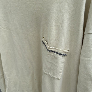 2000s Pale Yellow Thrashed Faded Distressed Pocket Tee