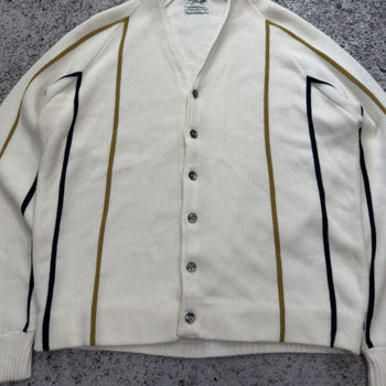 1960s Lloyd Striped Acrylic Raglan Cardigan Sweater