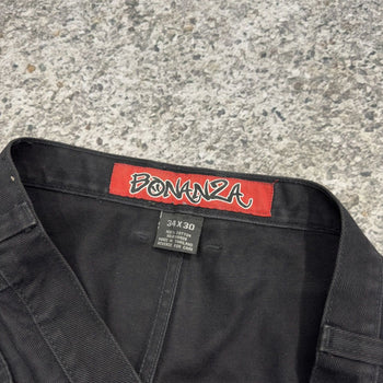 Pantalones cortos largos negros estilo skater Bonanza Y2K de los años 90