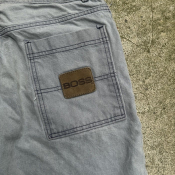 1990S/2000S Y2K BOSS BAGGY FADED THRASHED DENIM JEAN SHORTS