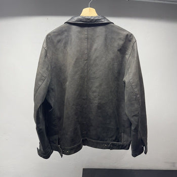 2000s Faded Black Leather Blouson Jacket