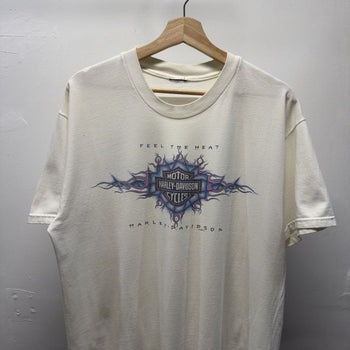 Vintage 1990s Harley Davidson Faded Feel The Heat Flame Tee