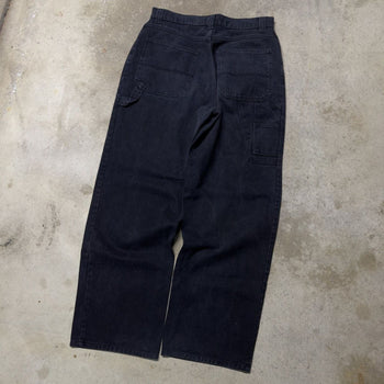 1990s BUGLE BOY BAGGY BLACK WIDE LEG FADED DENIM SKATER JEANS