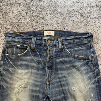 2000s Levi's 501 Thrashed Faded Distressed Jeans